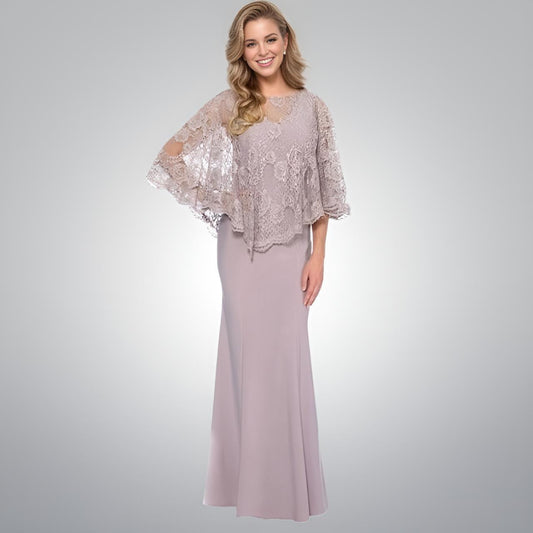 Mother of the Bride in Light Purple Dress with Lace Top Bolero
