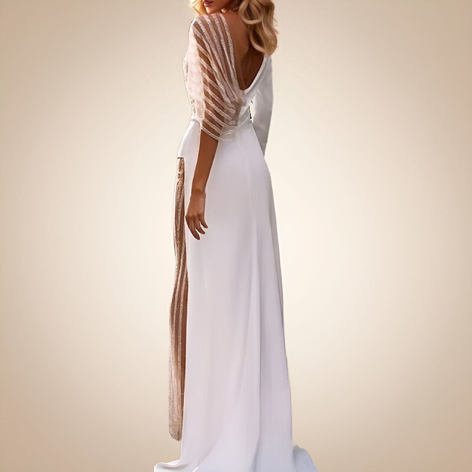 BARBARA Wedding Jumpsuit | Glittered Stripes & Tulle Train Lula Bridal BARBARA Wedding Jumpsuit | Glittered Stripes & Tulle Train Lula Bridal