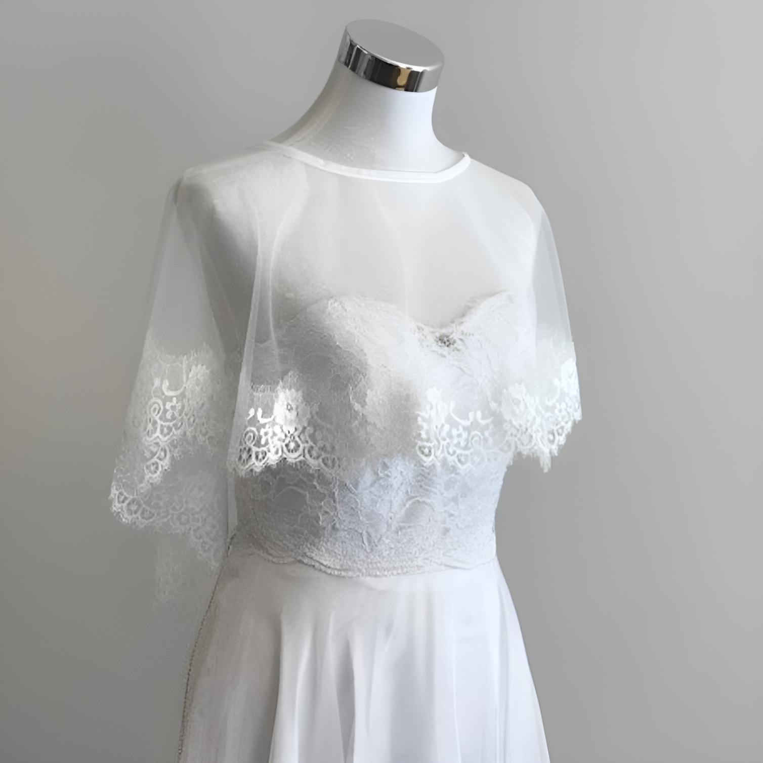 Bridal Cover Up Bolero with Lace Trim - Jacket