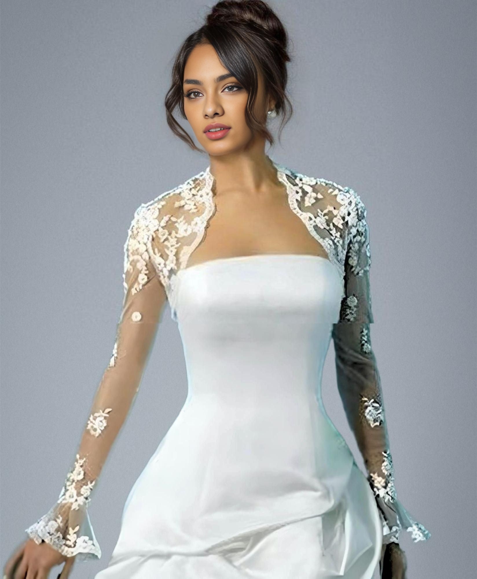 Bridal Lace Bolero with Long Sleeves – Lula Bridal
