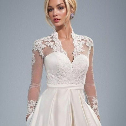 Bridal Lace Jacket with Long Sleeves Wedding Top Jacket – Lula