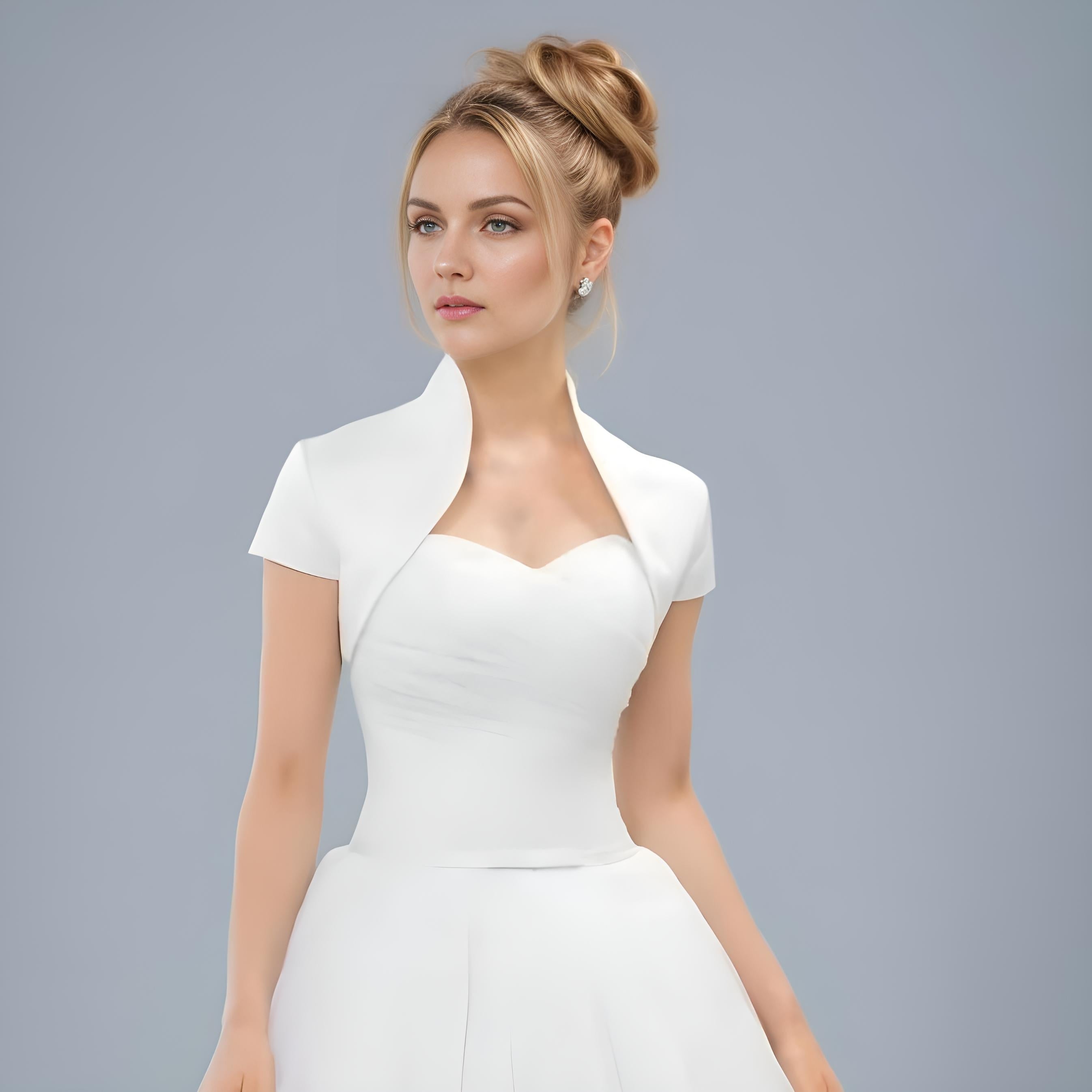 Ivory satin outlet bolero wedding jacket