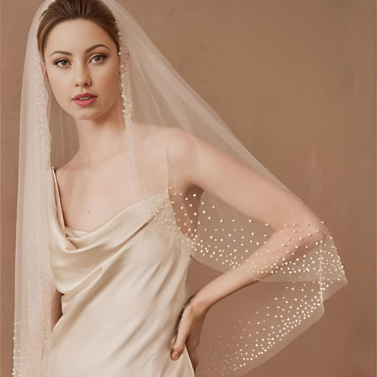 Bridal Veil with Pearl Edge (100cm-300cm)