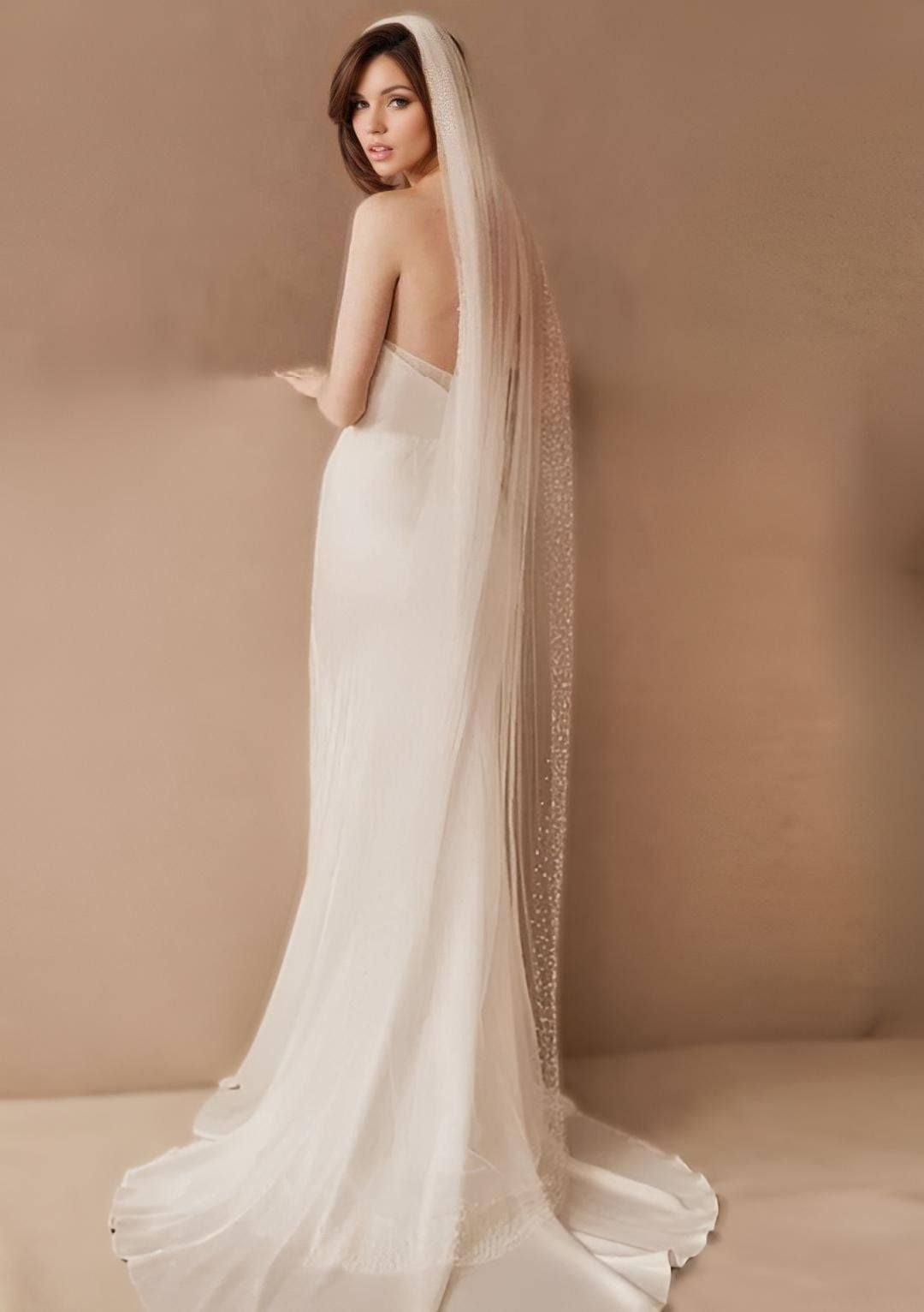 Bridal Veil with Pearl Edge (100cm-300cm)