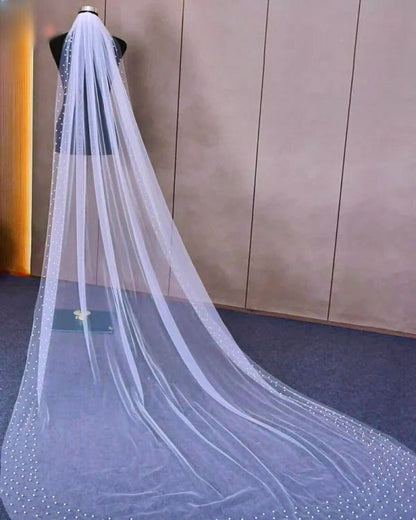 Bridal Veil with Pearl Edge