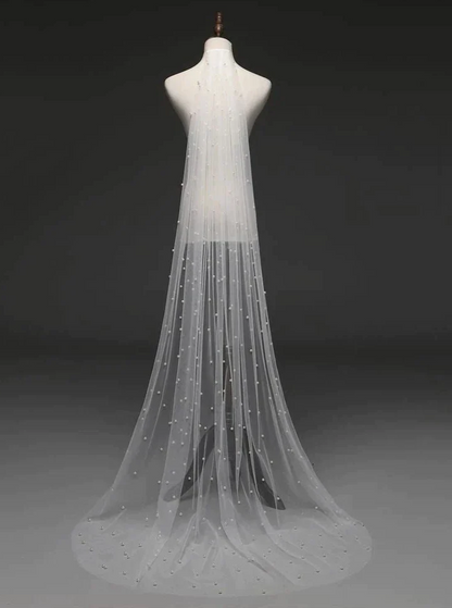 Pearl Bridal Veil with Hair Comb - Wedding Bridal Veil