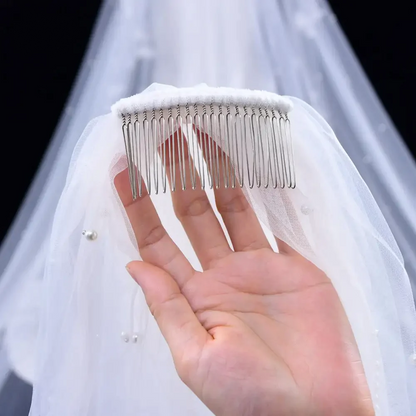 Pearl Bridal Veil with Hair Comb - Wedding Bridal Veil