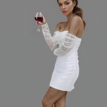 CHARLOTTE Short Wedding Dress | Sexy Sequins & Sheer Lula Bridal CHARLOTTE Short Wedding Dress | Sexy Sequins & Sheer Lula Bridal