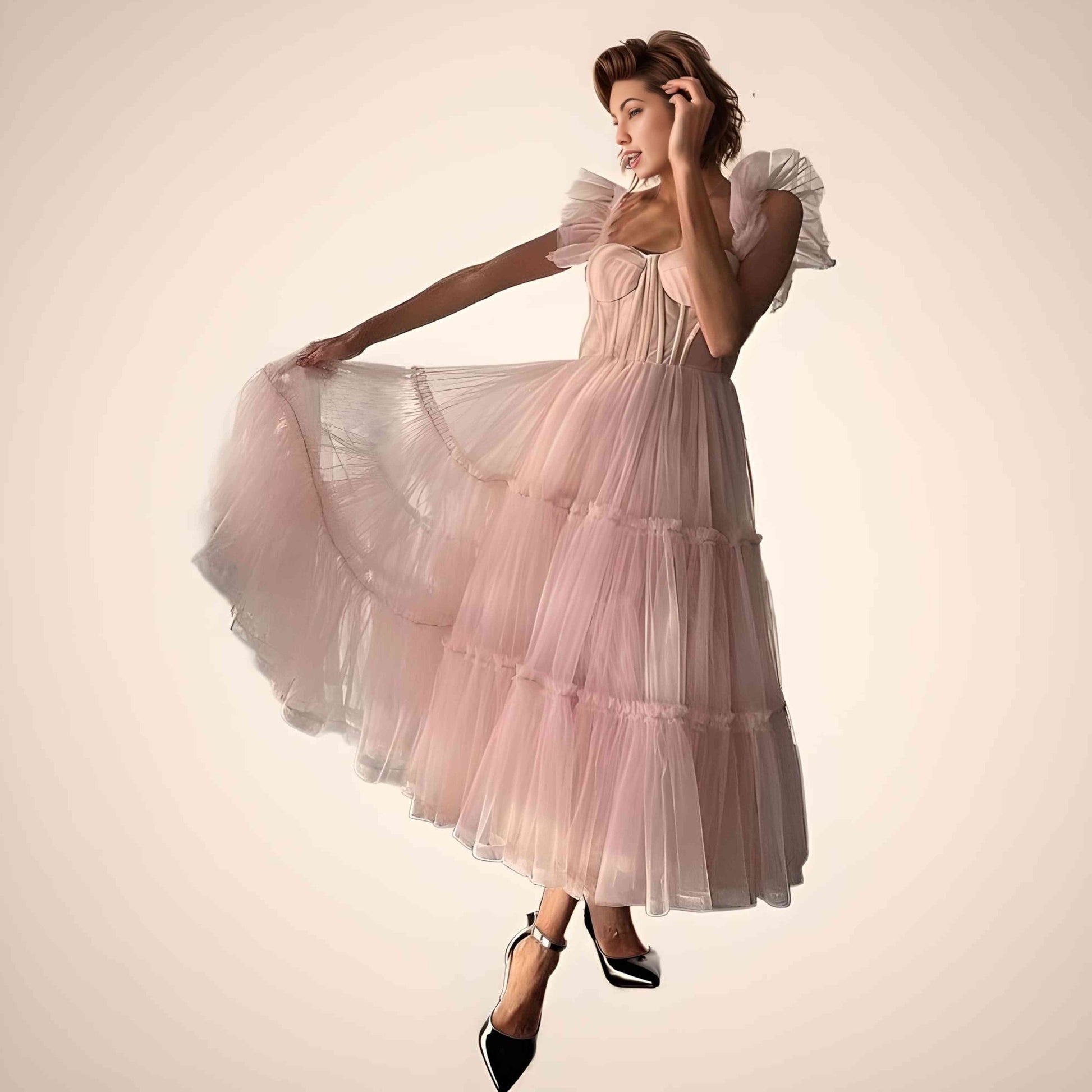 DEMI Formal Dress | Pink Tiered Tulle Prom Gown Lula Bridal DEMI Formal Dress | Pink Tiered Tulle Prom Gown Lula Bridal