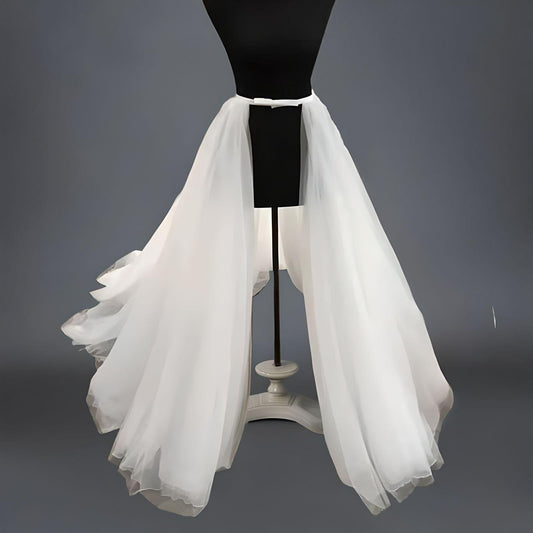 Detachable 5 Layers Tulle Overskirt with Long Train