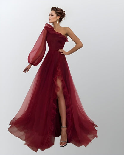 EDEN Formal Dress | Asymmetric Tulle Ruffled Gown Lula Bridal EDEN Formal Dress | Asymmetric Tulle Ruffled Gown Lula Bridal