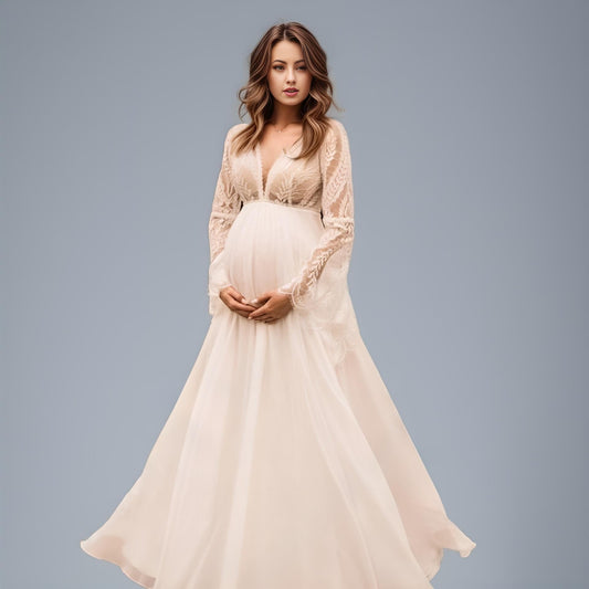 Pregnant Bride in Eloise Maternity Wedding Dress holding her bump