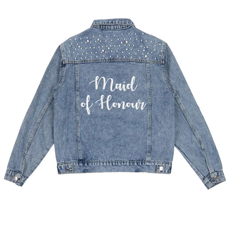 Embroided Denim Jacket for full Bridal Party - Wedding