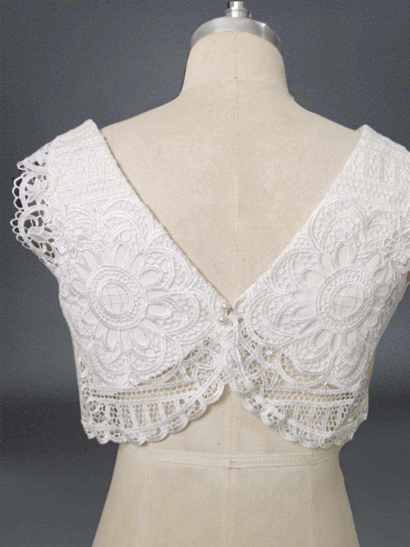 Back detailed view of Lace Top for Elegant Leah Two Piece Bridal Jumpsuit