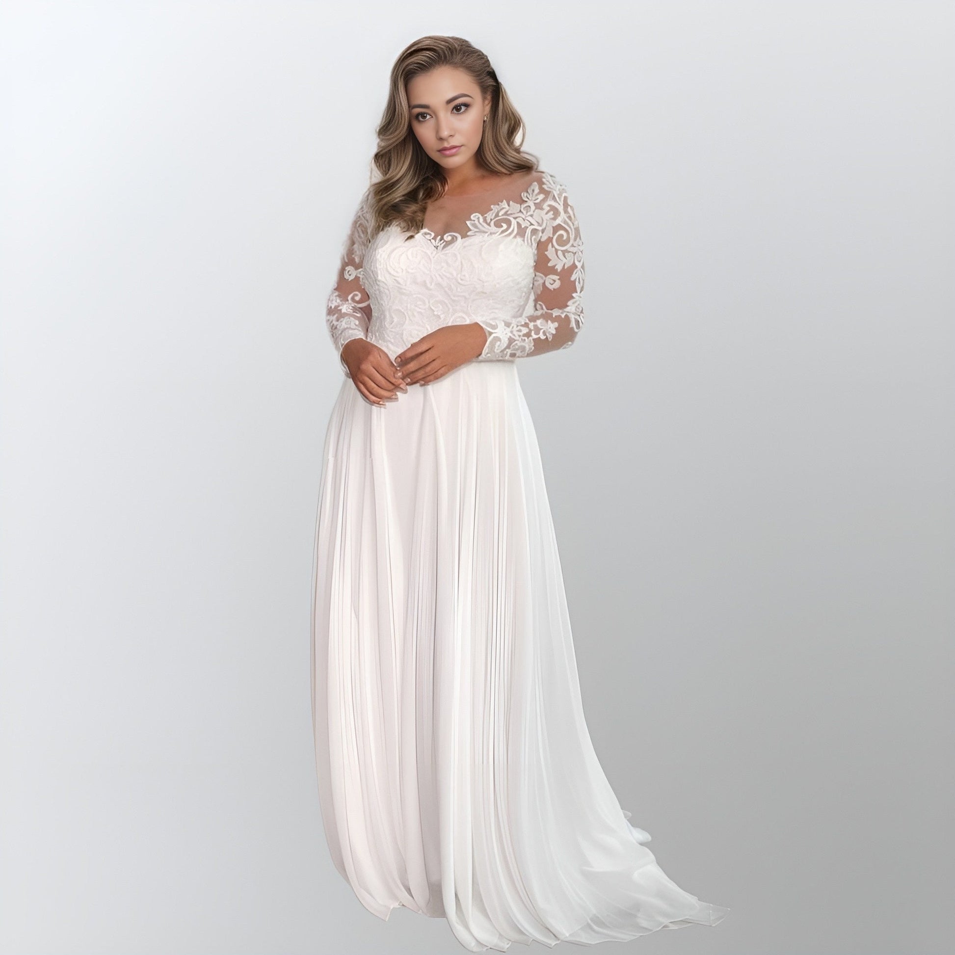 LIZA Wedding Dress | Plus Size Lace & Chiffon Gown Lula Bridal LIZA Wedding Dress | Plus Size Lace & Chiffon Gown Lula Bridal