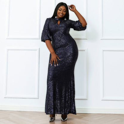 MAYA Formal Dress | Plus-Size Navy Mermaid Gown with Sequins Lula Bridal MAYA Formal Dress | Plus-Size Navy Mermaid Gown with Sequins Lula Bridal