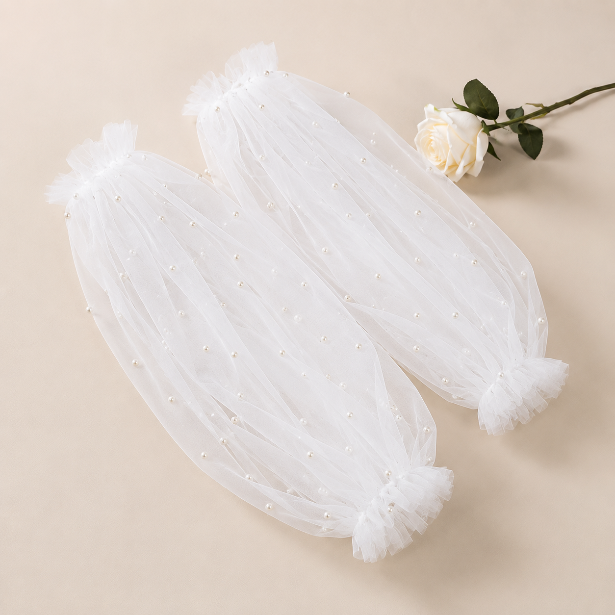 Off shoulder pearl wedding sleeves for modern bridal gown