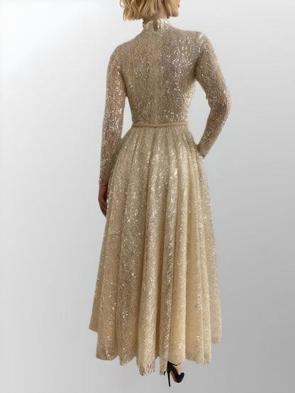 MARIE Formal Dress | A-Line Tea-Length Dress with Sequins Lula Bridal MARIE Formal Dress | A-Line Tea-Length Dress with Sequins Lula Bridal