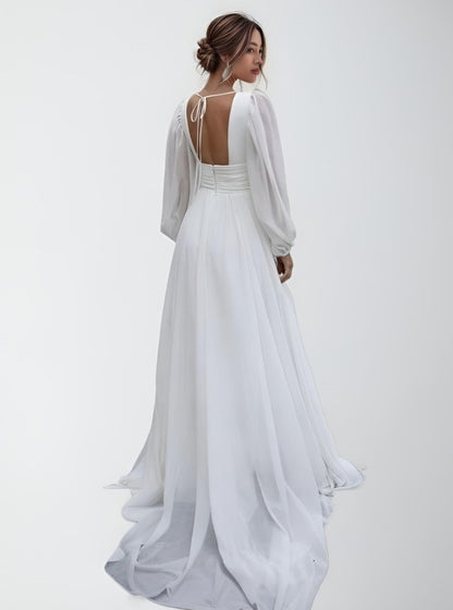 MIA Wedding Dress | Sophisticated Bridal Gown with Long Puff Sleeves Lula Bridal MIA Wedding Dress | Sophisticated Bridal Gown with Long Puff Sleeves Lula Bridal