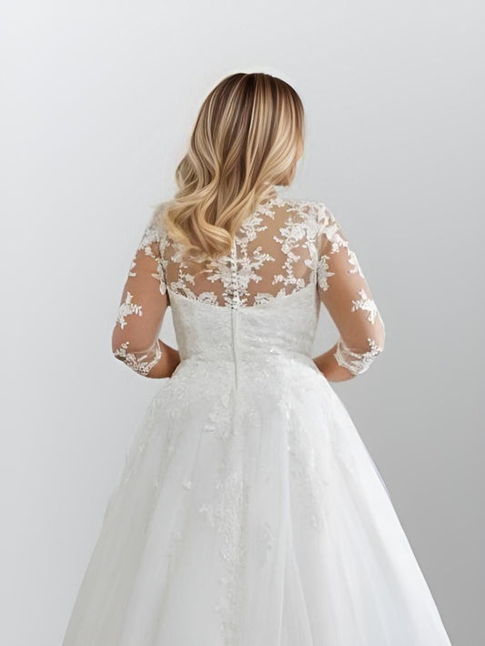 Back view detail of MORGAN Wedding Dress showcasing tulle and lace details
