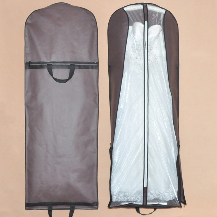 Portable Foldable Wedding Dress Dust Cover - Brown /