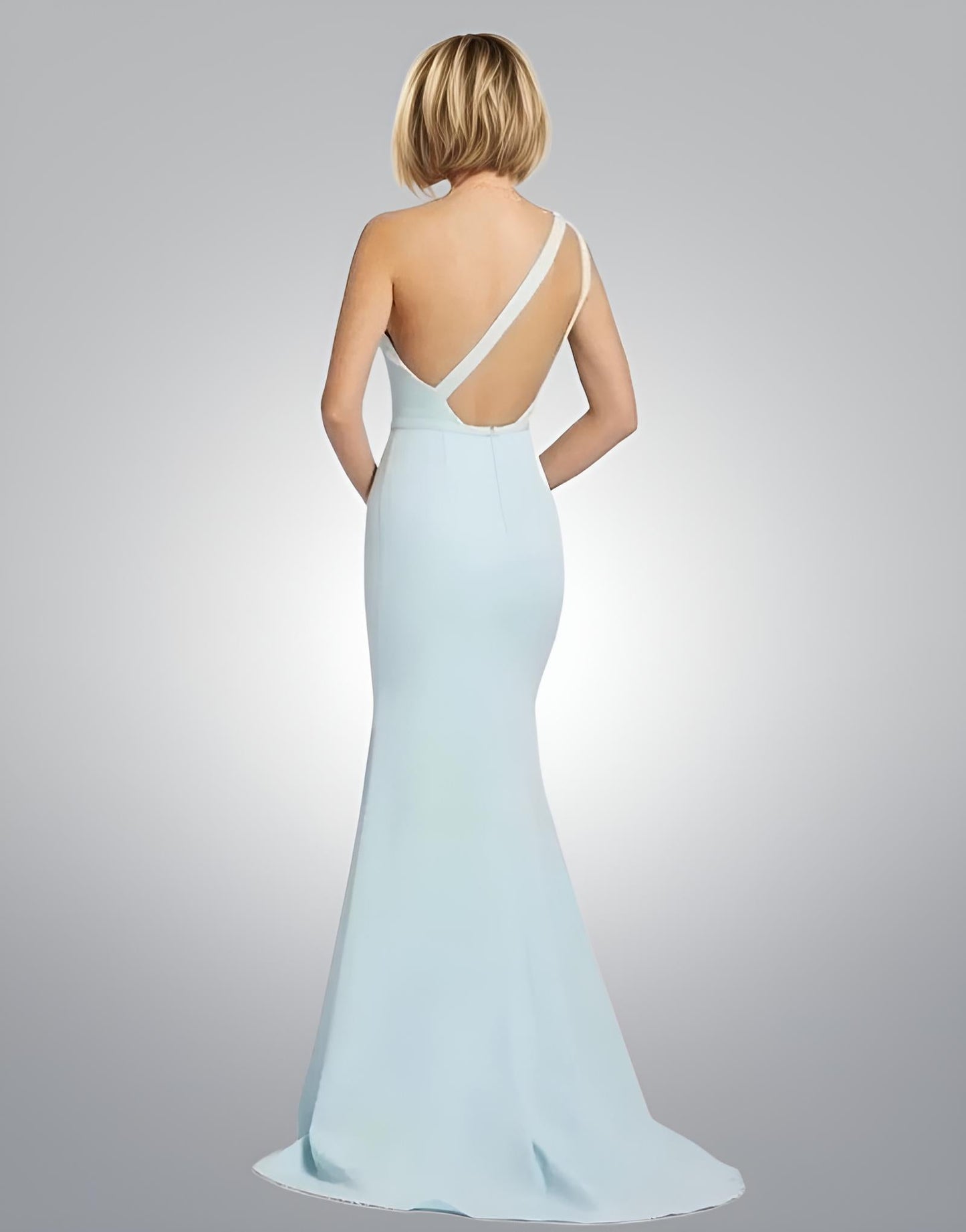 Sky Blue Backless Satin Mermaid Evening Dresses One-Shoulder Prom Gown Party Dress