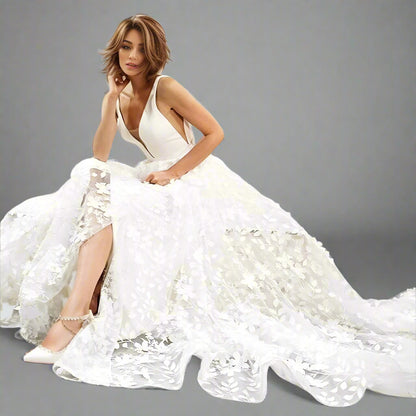 SARAI Wedding Dress | A-Line Boho Gown with Deep V-Neck Lula Bridal SARAI Wedding Dress | A-Line Boho Gown with Deep V-Neck Lula Bridal