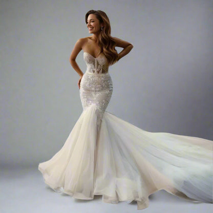 valentina formal corset mermaid dress Off White / 2 USA
