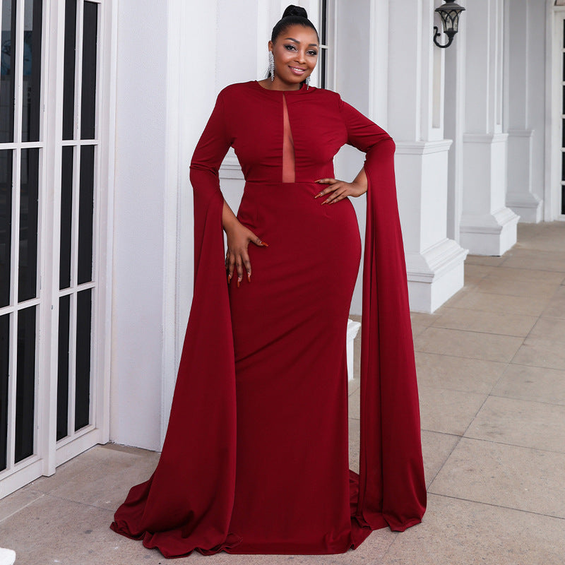 SONYA PLUS Formal Couture Dress - Burgundy / 20 - Plus Size 