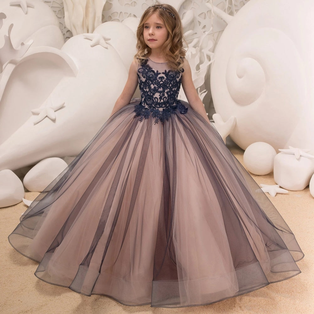Amazon.com: Kids Dresses for Girls Birthday Long Elegant Flying Sleeve Mesh  Princess Flower Girl Dresses Wedding (Purple, 6-7 Years) : Clothing, Shoes  & Jewelry