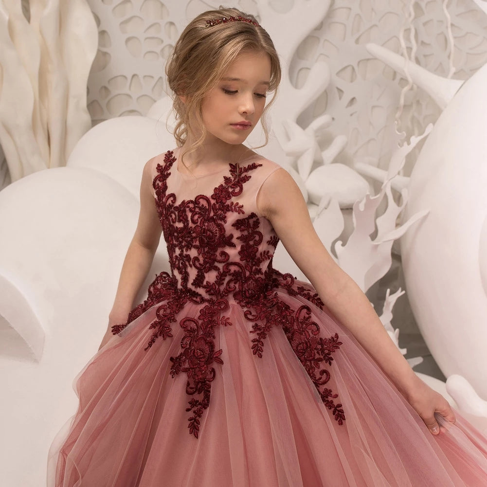 Blush Girl Dress, Peach Princess Dress, 1st Birthday Dress, Toddler Go