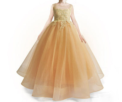 GLORIA Girl Dress - Yellow / Child-13 - Girls Princess Gowns
