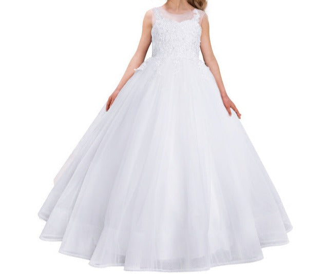 Flower Girl Dress Kid Girls White Dress | Flower Girl Dresses Weddings Kids  White - Flower Girl Dresses - Aliexpress