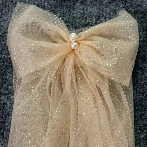Sparking Bridal Wings Veil with Bow - Champagne - Wedding