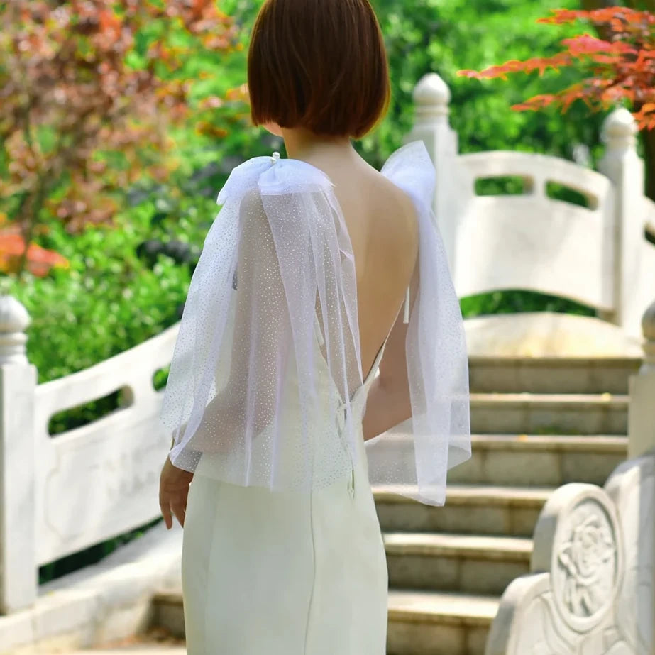 Sparking Bridal Wings Veil with Bow - Wedding Bridal Veil