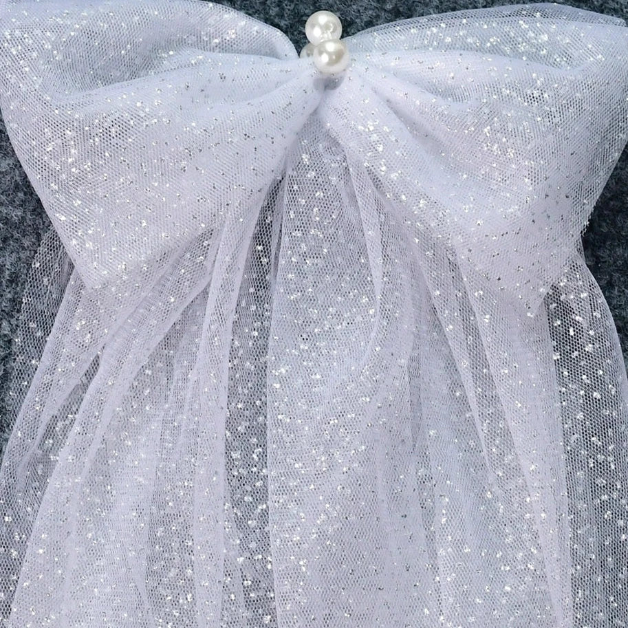 Sparking Bridal Wings Veil with Bow - White - Wedding Bridal